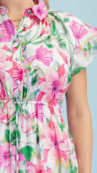 Kieran Collared Midi Dress Pink Floral