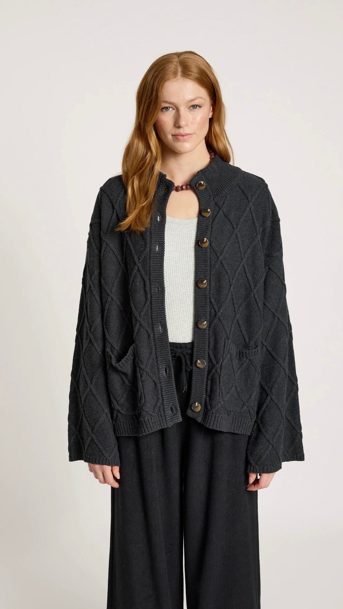 Liora Crop Cardigan Char