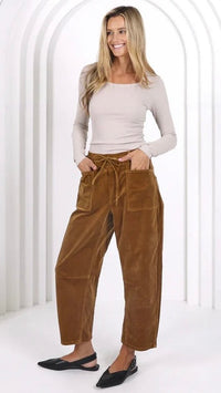 Monaco Leo Barrel Jeans Corduroy Camel (PRE ORDER)