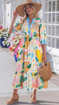 Melody Floral Dress Mixed Abstract Print