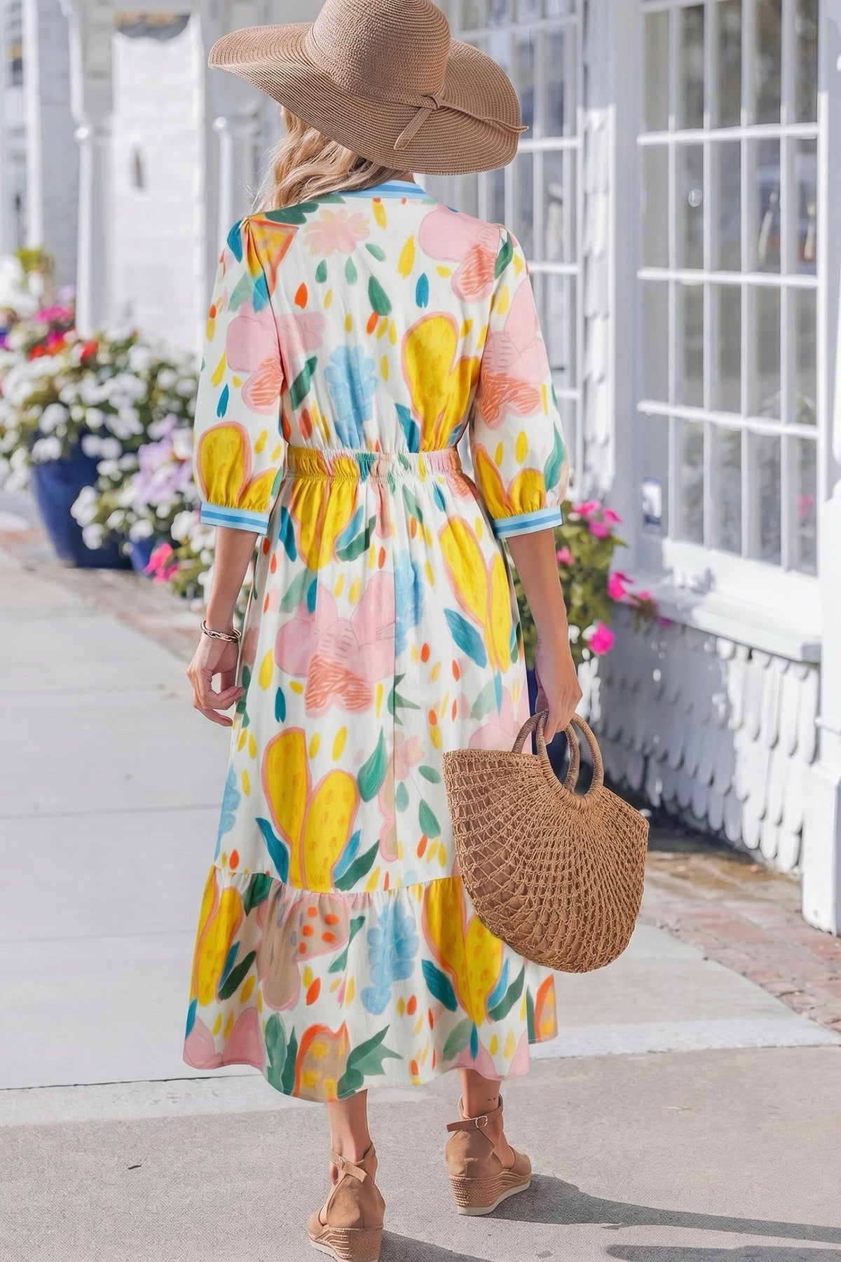 Melody Floral Dress Mixed Abstract Print