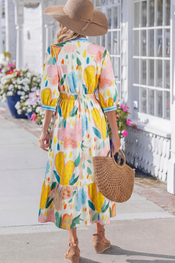 Melody Floral Dress Mixed Abstract Print