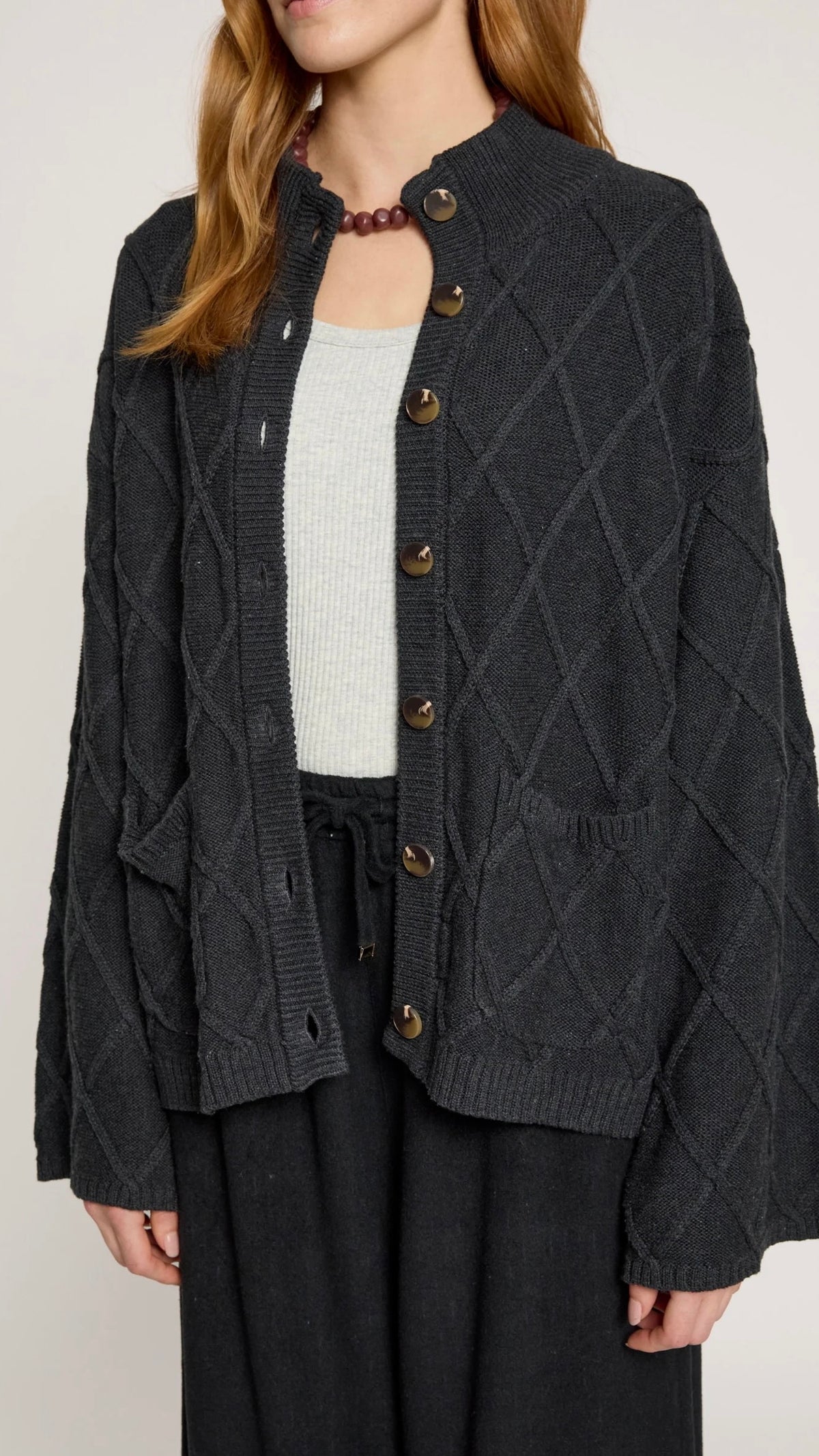 Liora Crop Cardigan Char