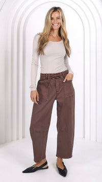 Monaco Leo Barrel Jeans Chocolate Denim (PRE ORDER)