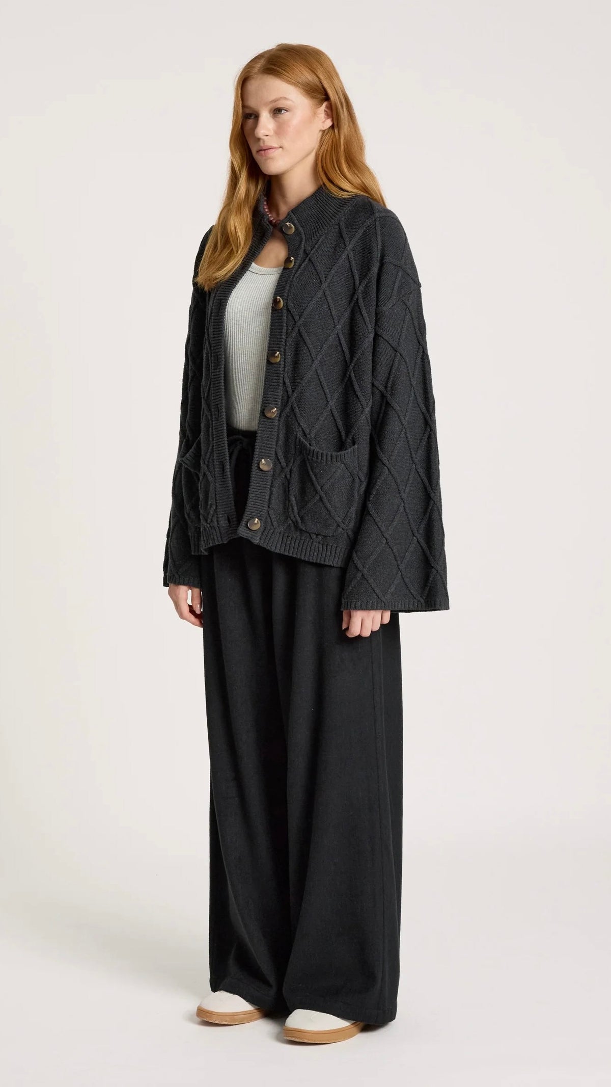 Liora Crop Cardigan Char