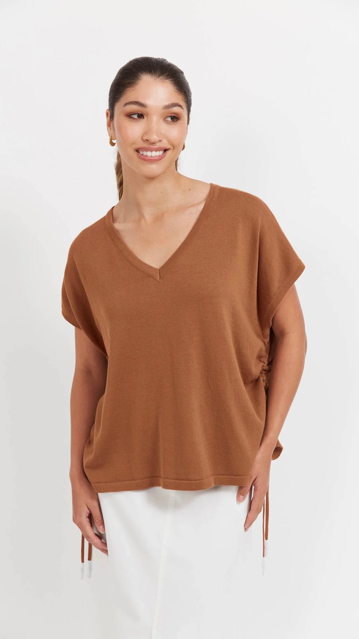 Haiti Tie Knit Top Tan
