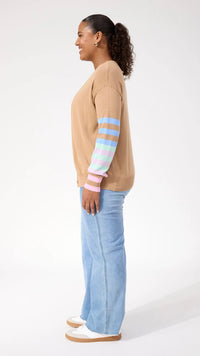 Vermont Stripe Cardigan Tan