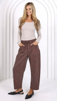 Monaco Leo Barrel Jeans Chocolate Denim (PRE ORDER)