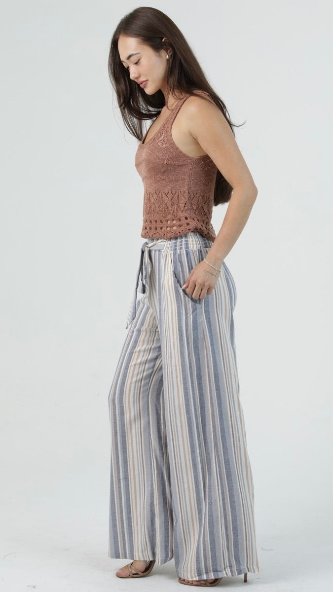 Sassy Striped Tie Waist Pants