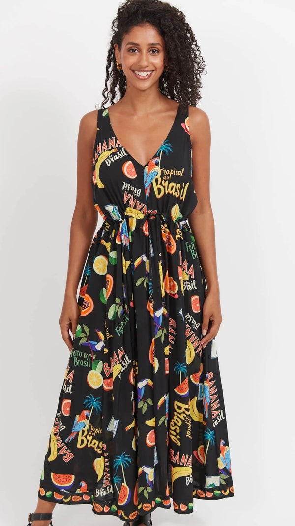 Cabana Tie Dress Brasil Black