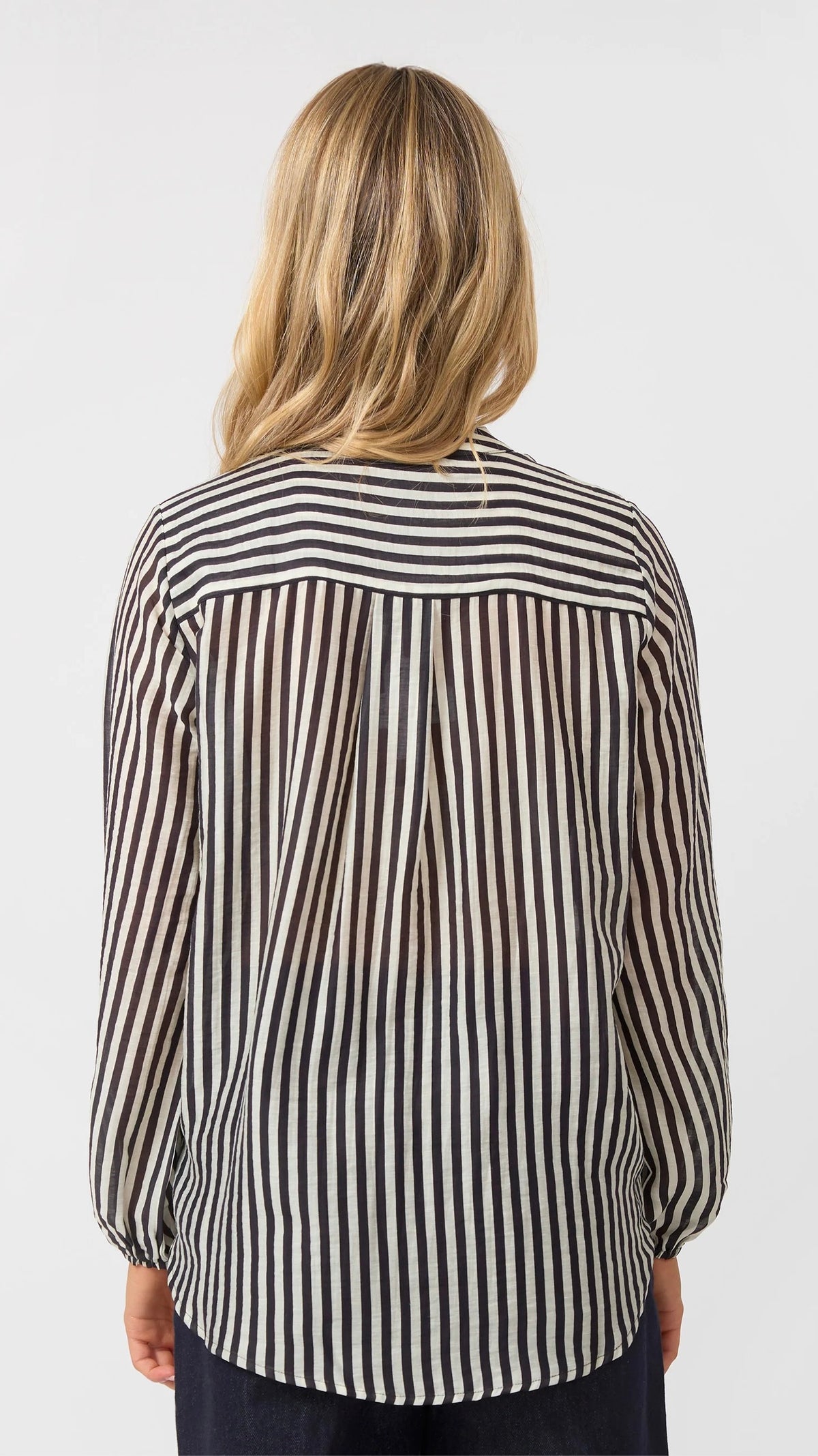 Faye Blouse Black and White Stripe