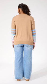 Vermont Stripe Cardigan Tan
