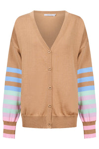 Vermont Stripe Cardigan Tan