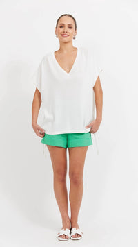 Haiti Tie Knit Top White