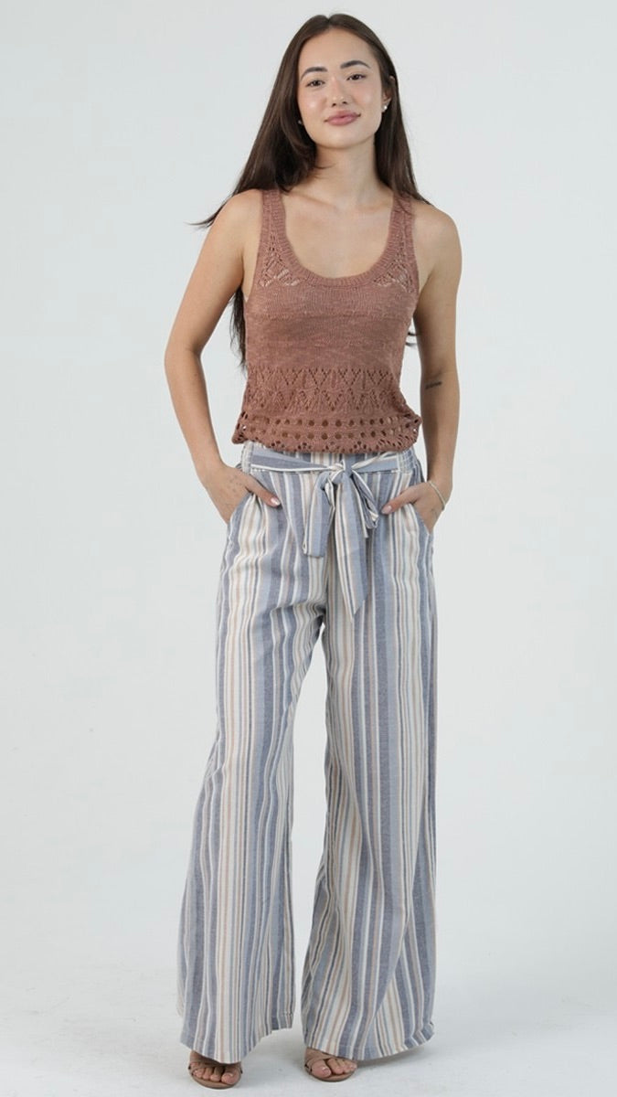Sassy Striped Tie Waist Pants