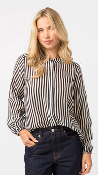 Faye Blouse Black and White Stripe