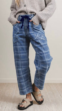 Plaid Drawstring Barrel