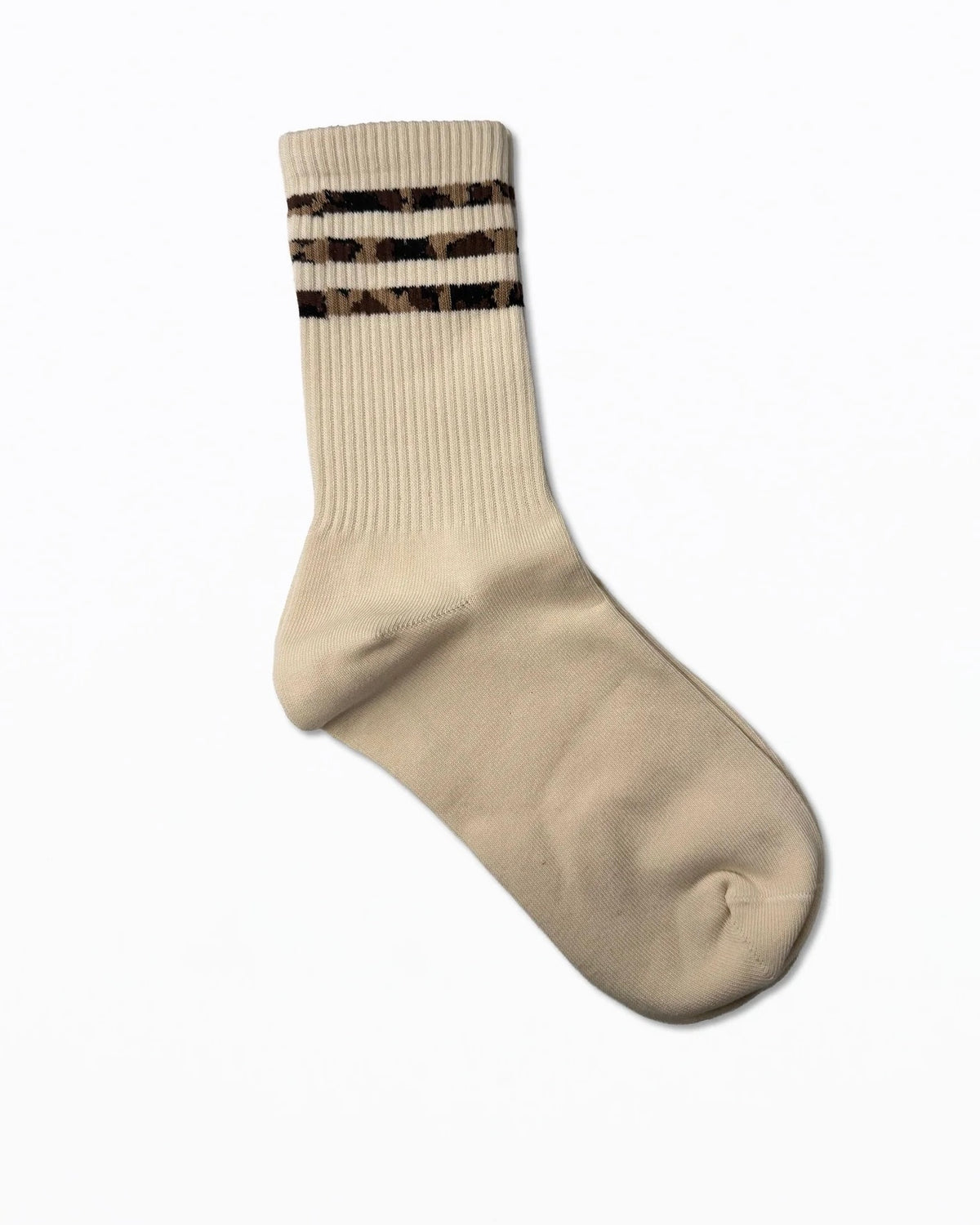 Socks Cream With Leopard Stripes