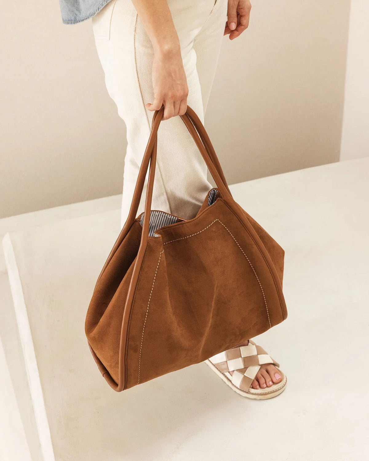 Sutton Suedette Shoulder Bag Tan
