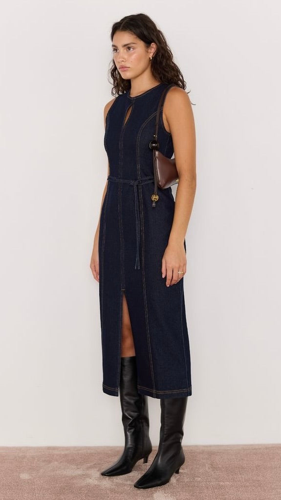 Raya Denim Midi Dress Indigo