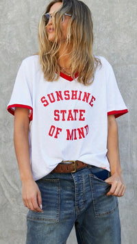 Sunshine State of Mind Ringer Tee White