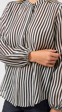 Faye Blouse Black and White Stripe