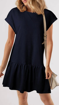 Summer Breeze Ruffle Dress Navy