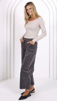 Monaco Leo Barrel Jeans Corduroy Smoke Charcoal