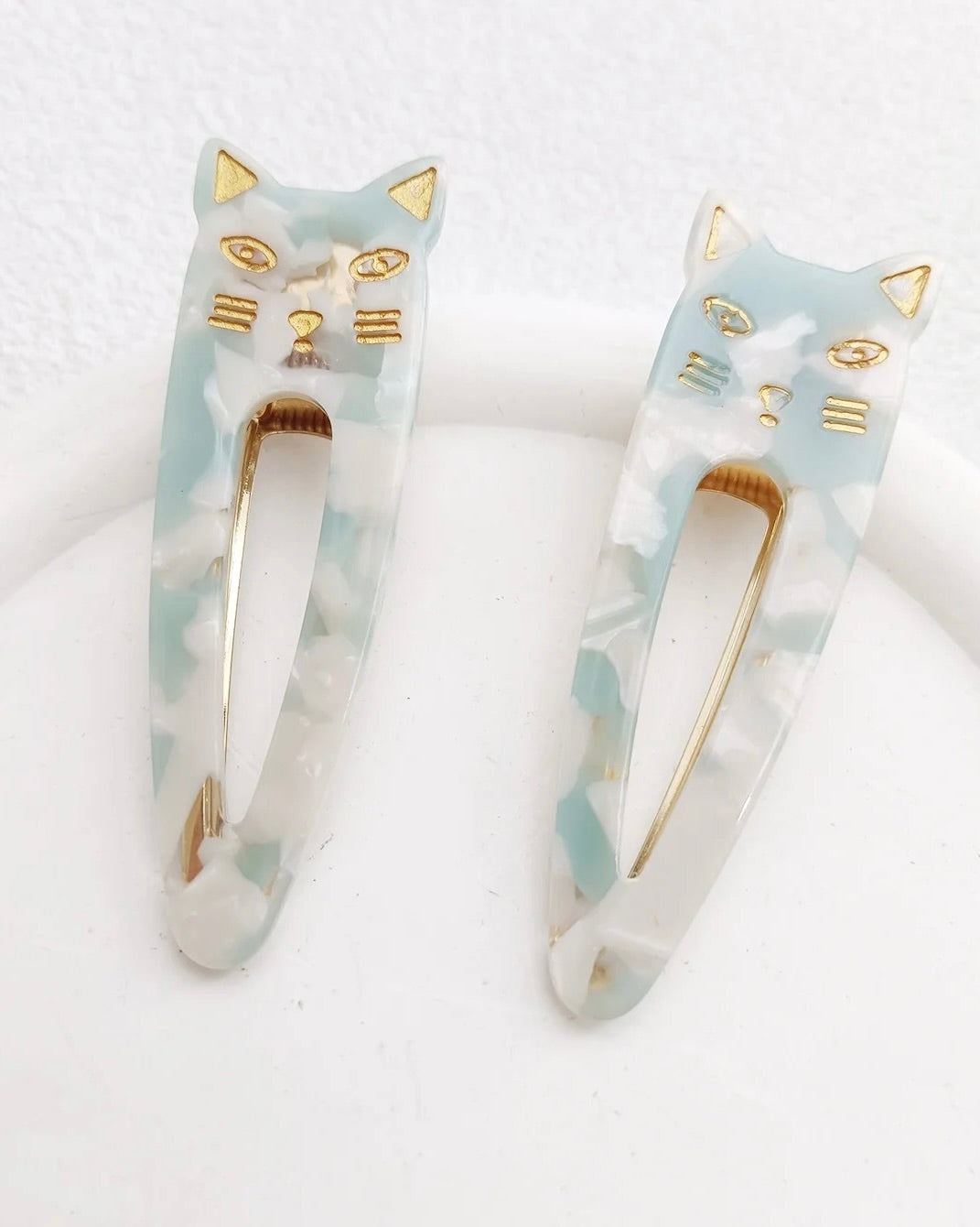 Meow Hair Clips Dusty Teal
