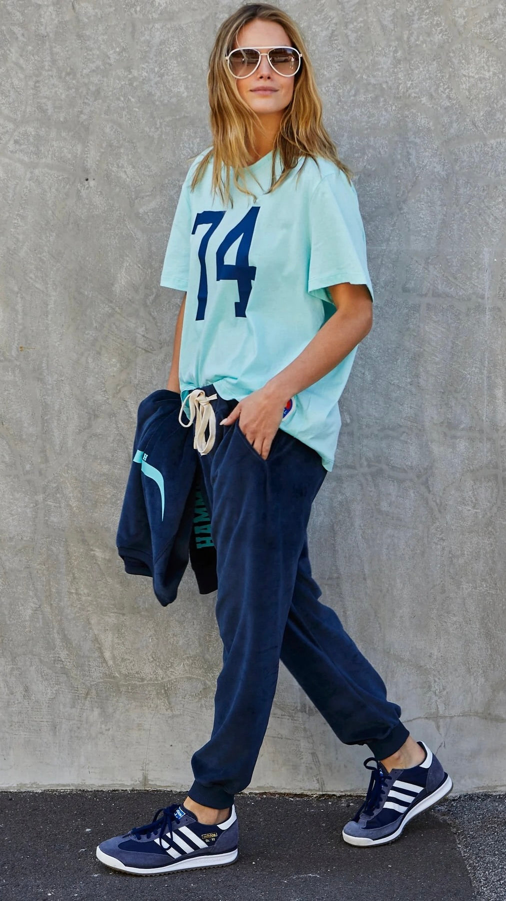 Velour Track Pants Navy
