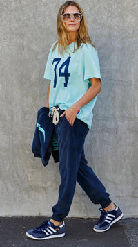 Velour Track Pants Navy