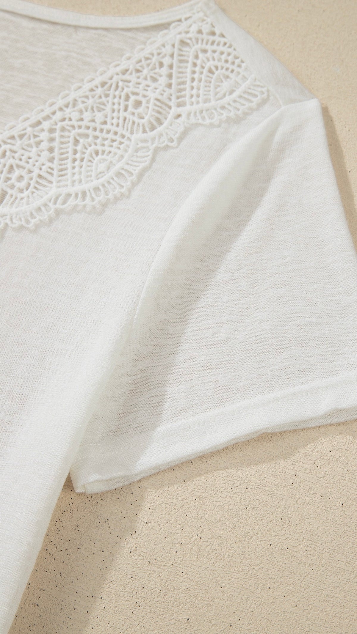 Mia Lace V Neck Top White