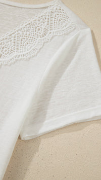 Mia Lace V Neck Top White