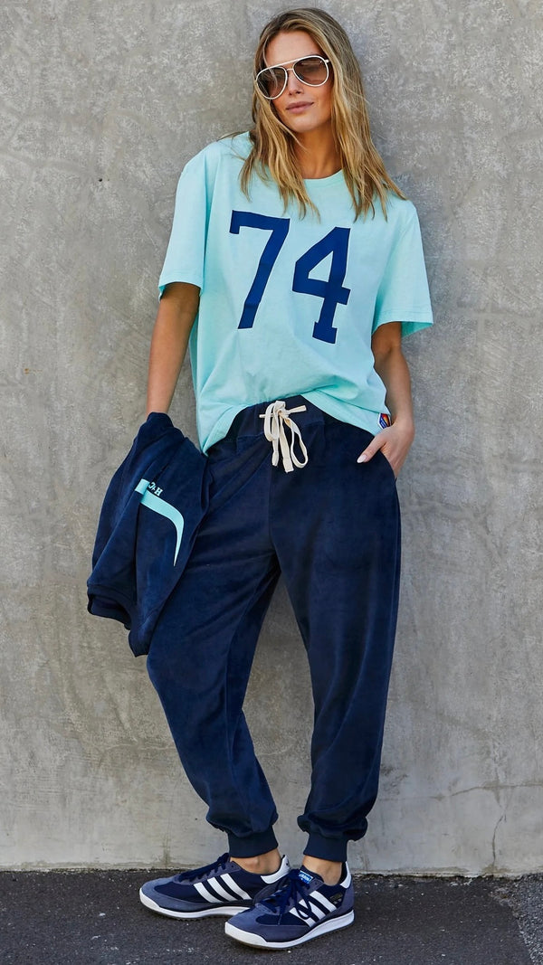 Velour Track Pants Navy
