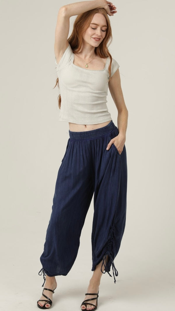 Baja Sinch Pant Navy Acid Wash