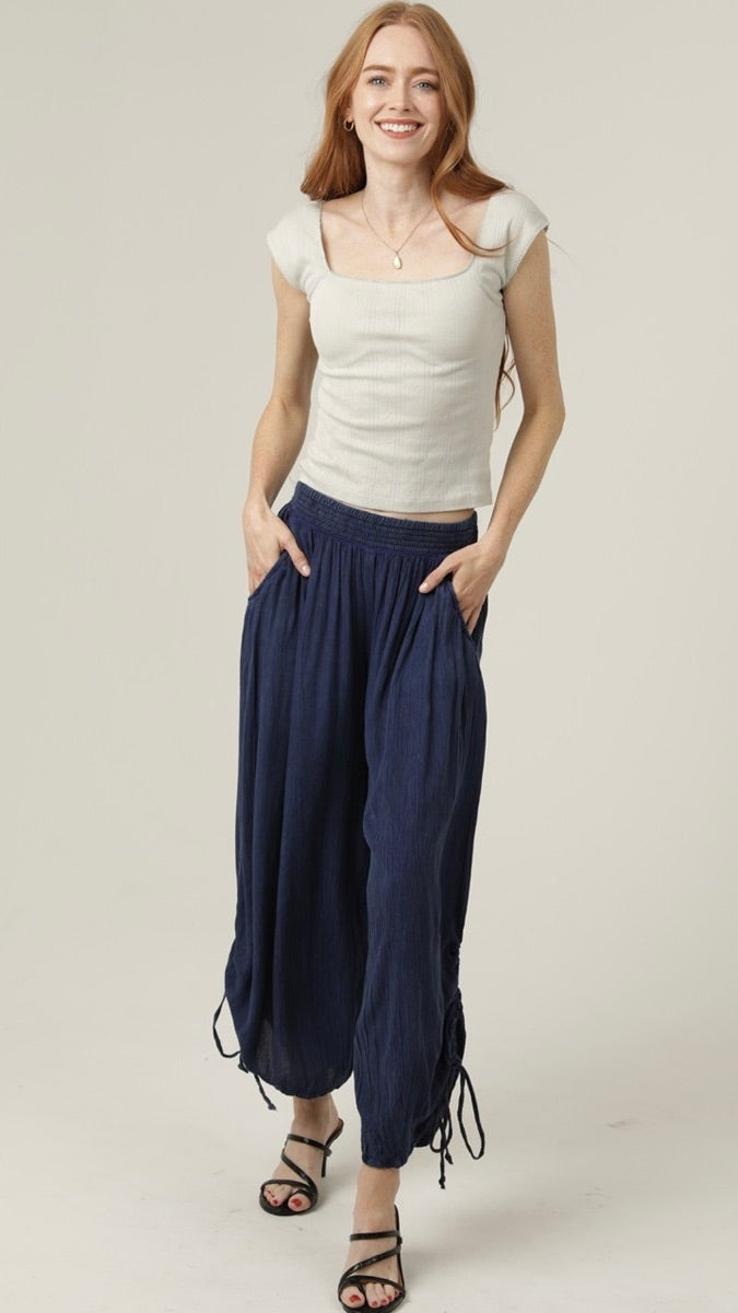 Baja Sinch Pant Navy Acid Wash