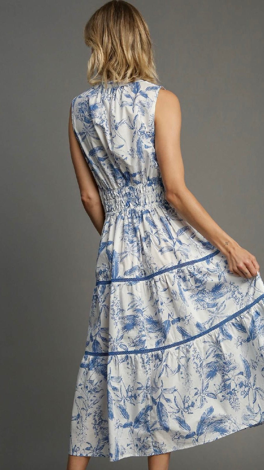 Luca Landscape Print Dress Blue