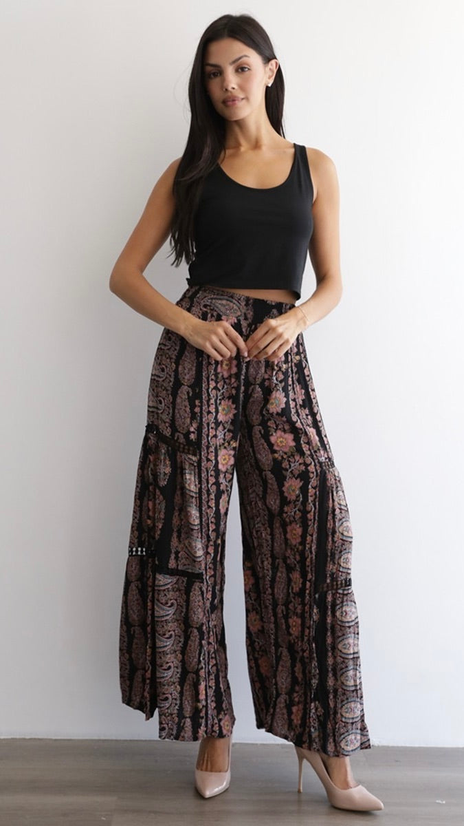 Flared Lace Insert Pants