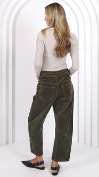 Monaco Leo Barrel Jeans Corduroy Forest Moss