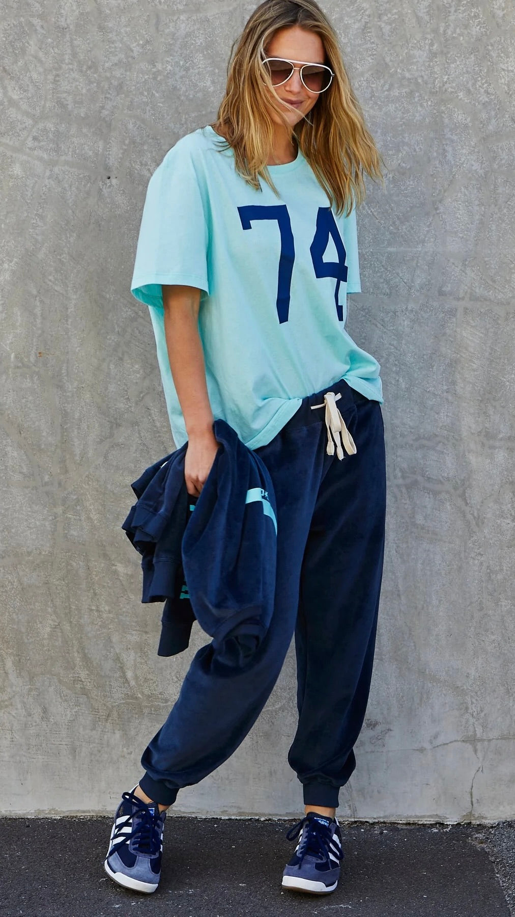 Velour Track Pants Navy