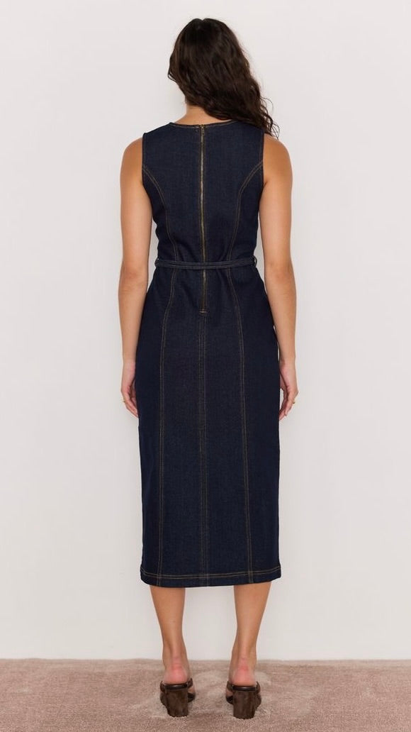 Raya Denim Midi Dress Indigo