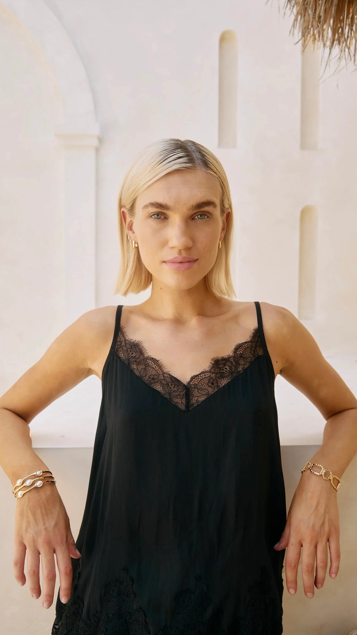 Drift Lace Tank Black
