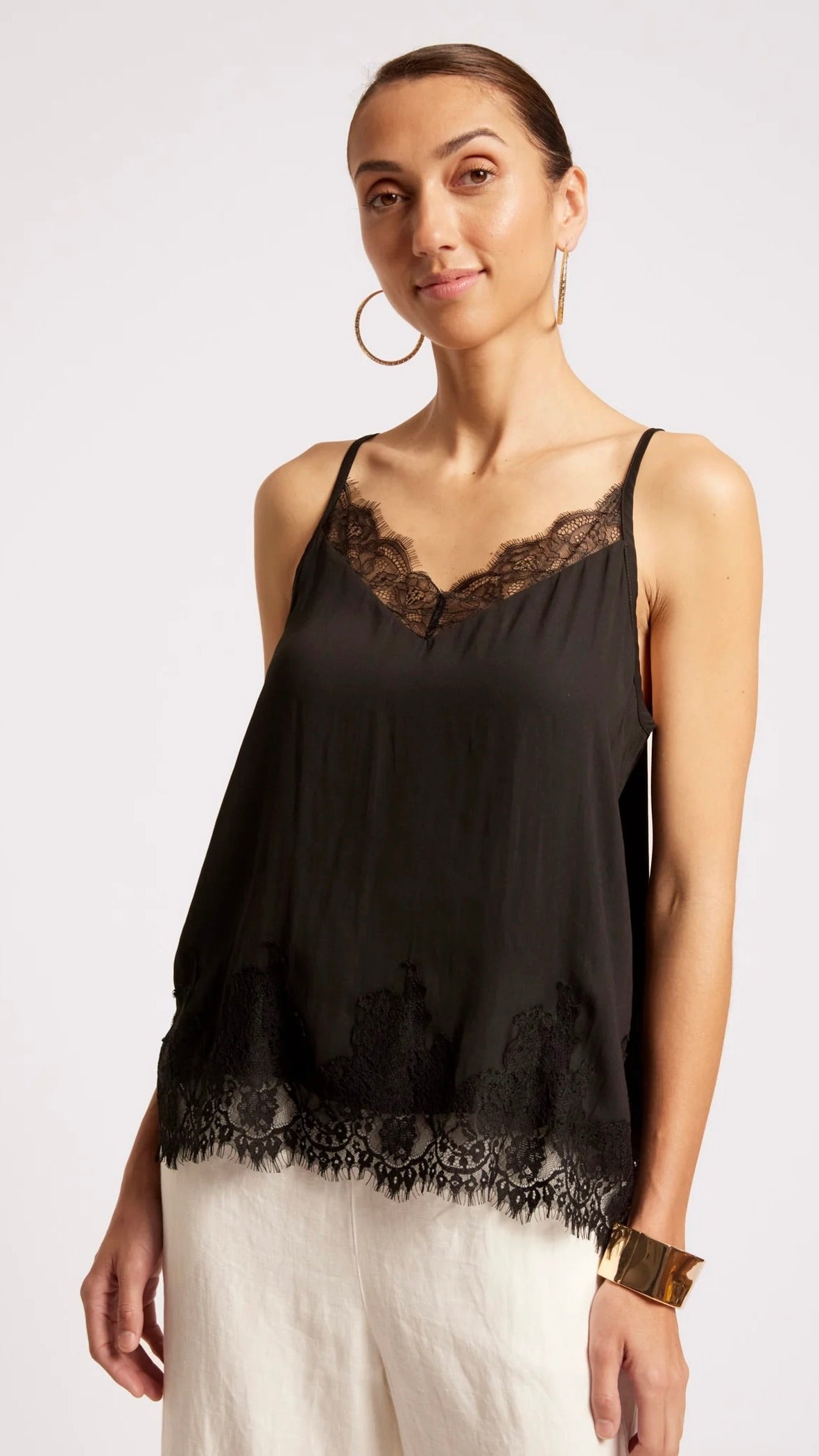 Drift Lace Tank Black