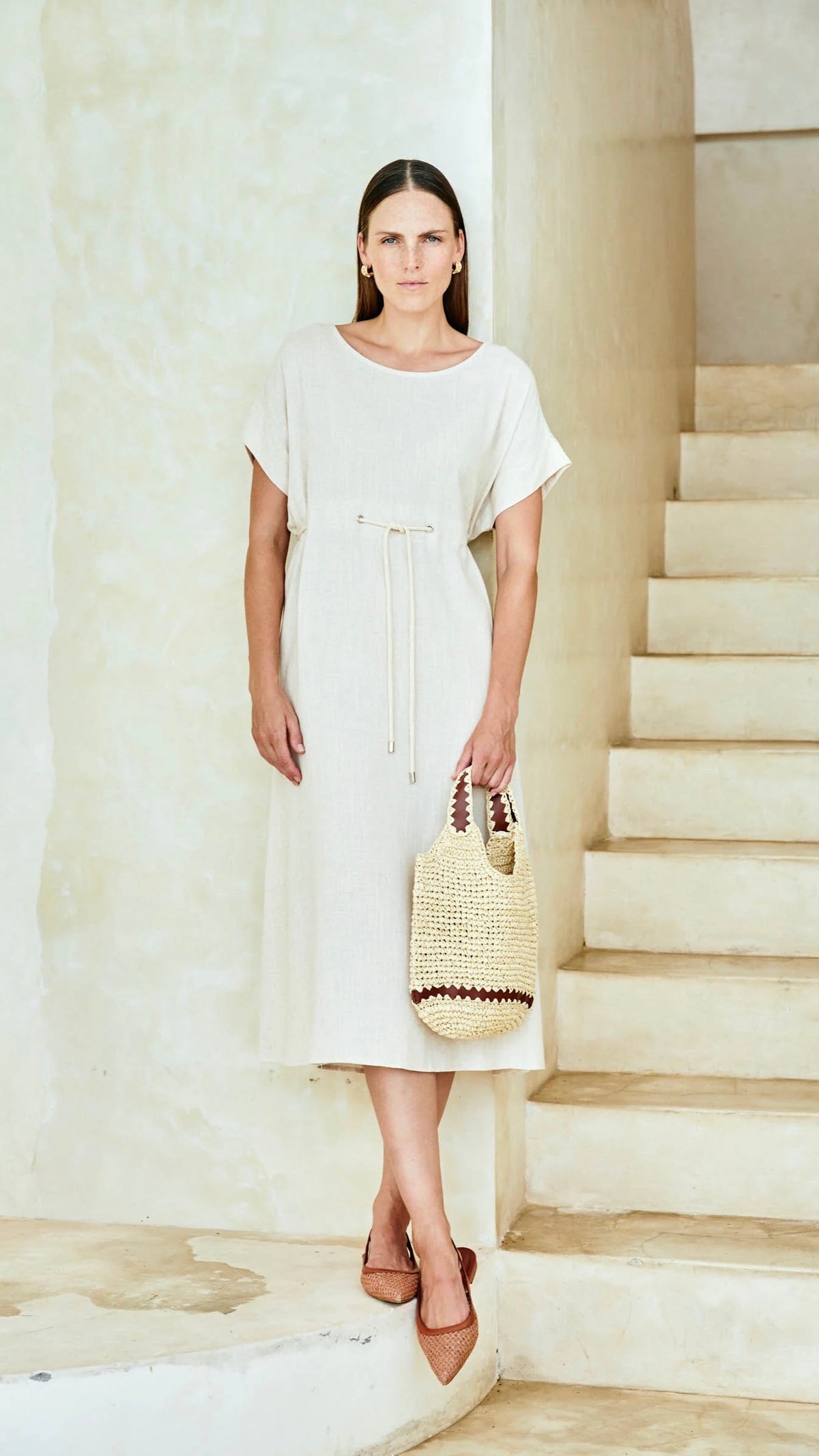 Alesia Rope Tie Dress Tusk