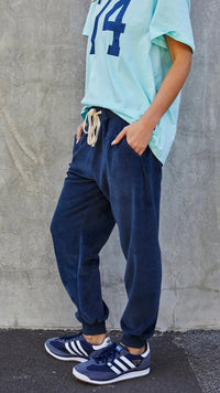 Velour Track Pants Navy