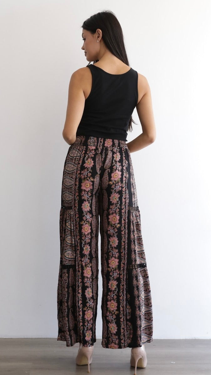 Flared Lace Insert Pants