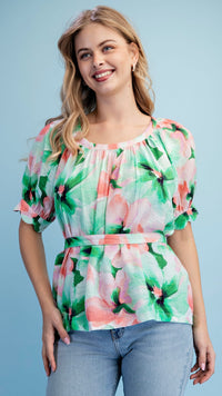 Watercolour Floral Print Blouse