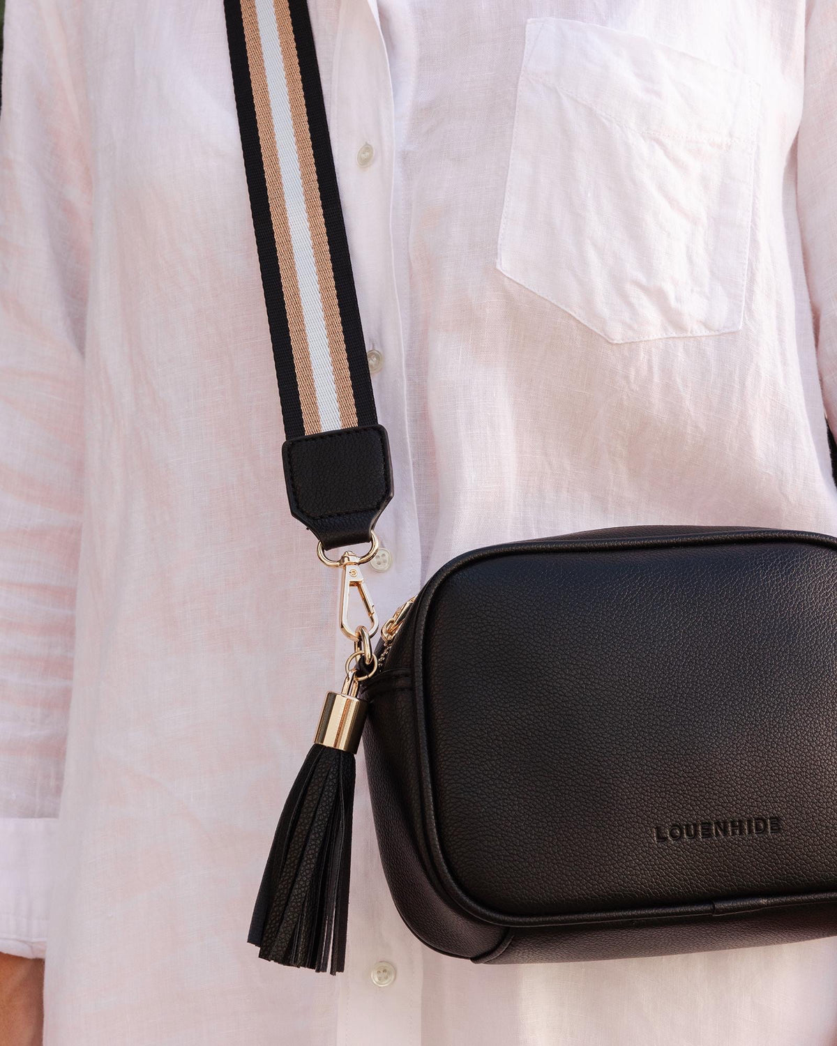Jacinta Metallic Crossbody Bag Black