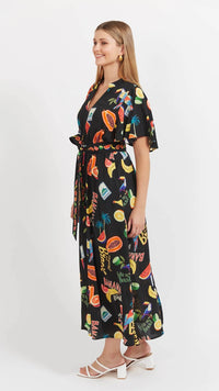 Cabana V Neck Maxi Dress Brasil Black