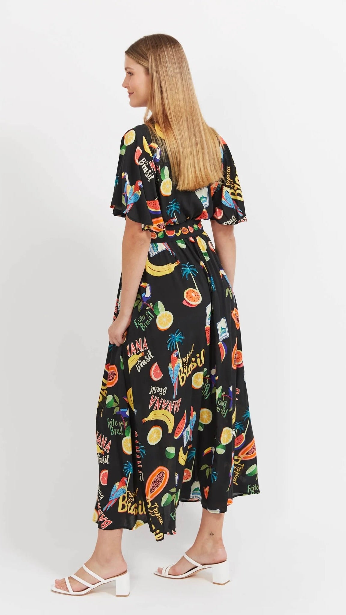 Cabana V Neck Maxi Dress Brasil Black